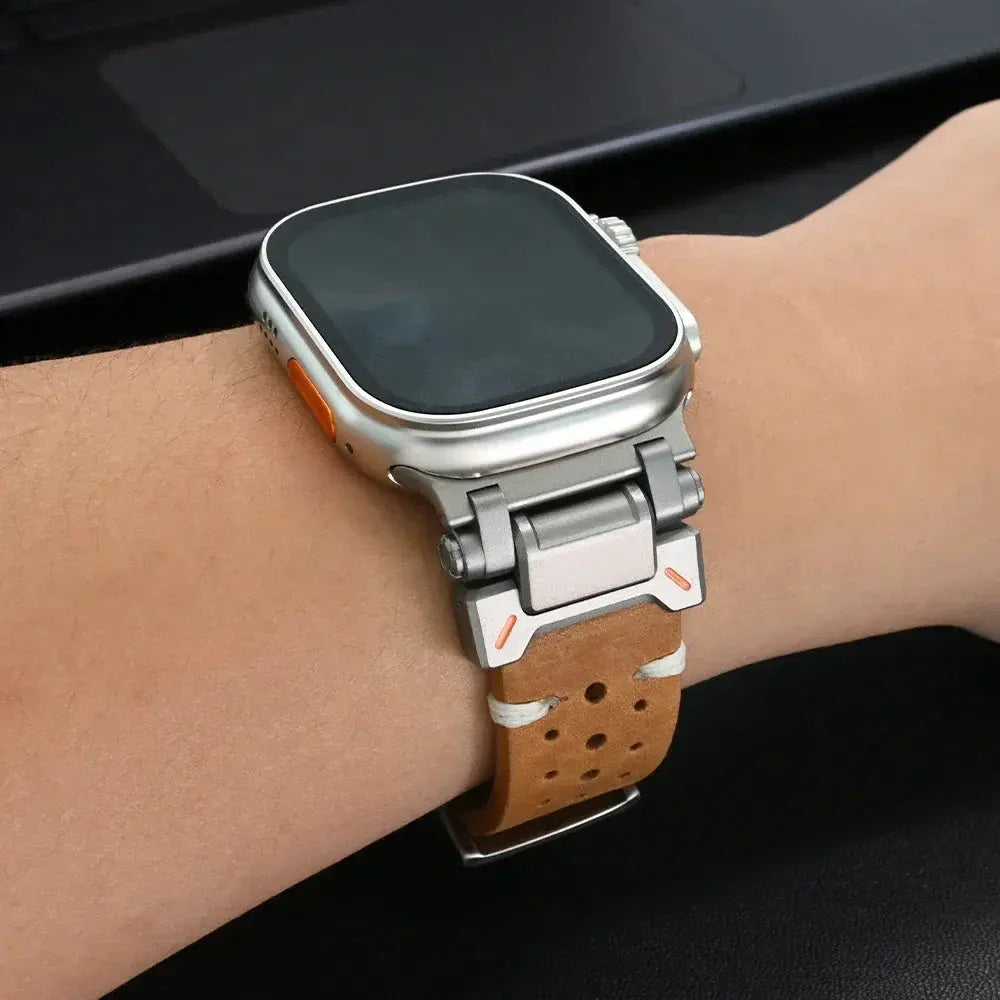 Premium Stainless Steel & Leather Hybrid Band for Apple Watch Series 10 (46mm), Ultra 1/2 (49mm) — product view 4