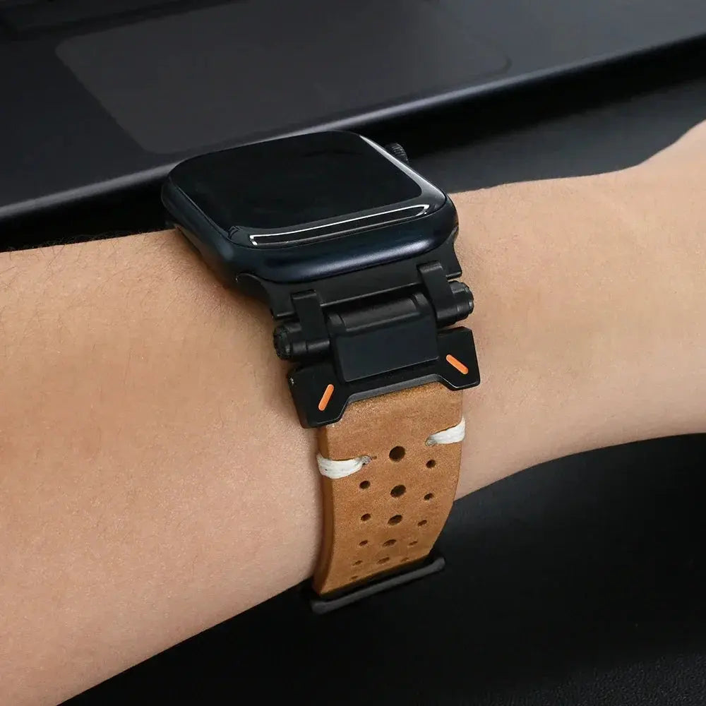 Premium Stainless Steel & Leather Hybrid Band for Apple Watch Series 10 (46mm), Ultra 1/2 (49mm) — product view 10