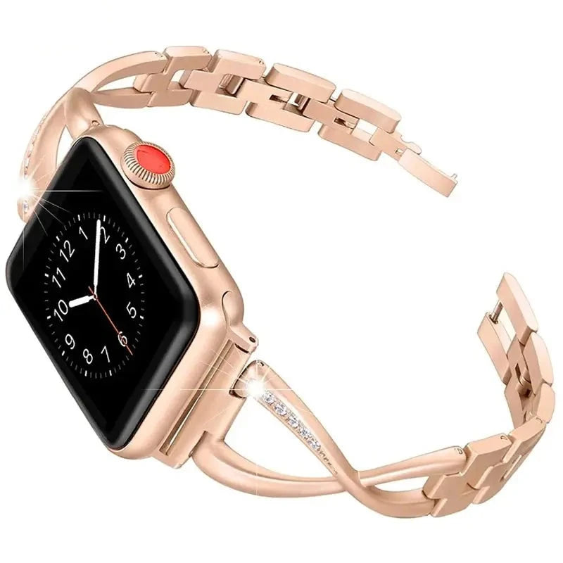 Strap for Apple Watch Band 49mm 44mm 41mm 45mm 40mm 42mm Diamond Stainless Steel Correa IWatch Ultra 2 Series 9 8 7 6 SE 5 4 3 Avontic