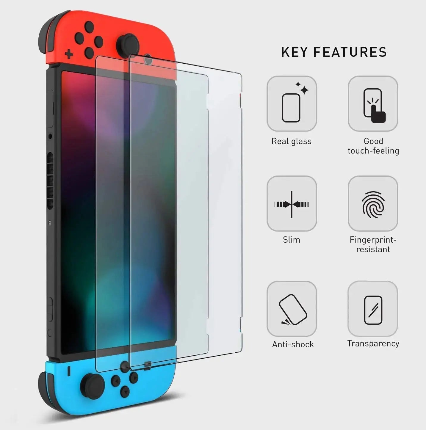 CrystalVue Nintendo Switch OLED Tempered Glass Screen Protectors - 3 Pack — product view 2