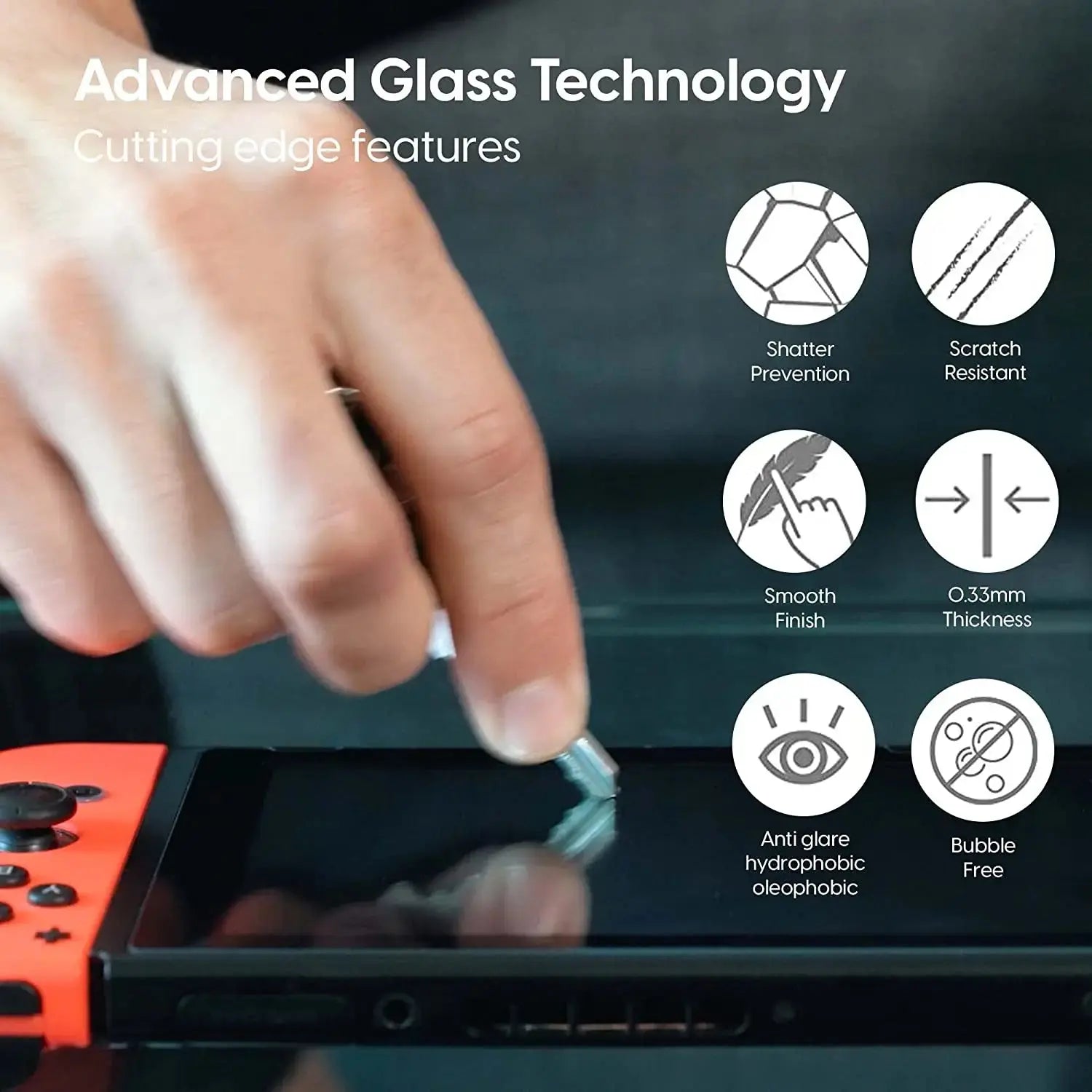 CrystalVue Nintendo Switch OLED Tempered Glass Screen Protectors - 3 Pack — product view 5
