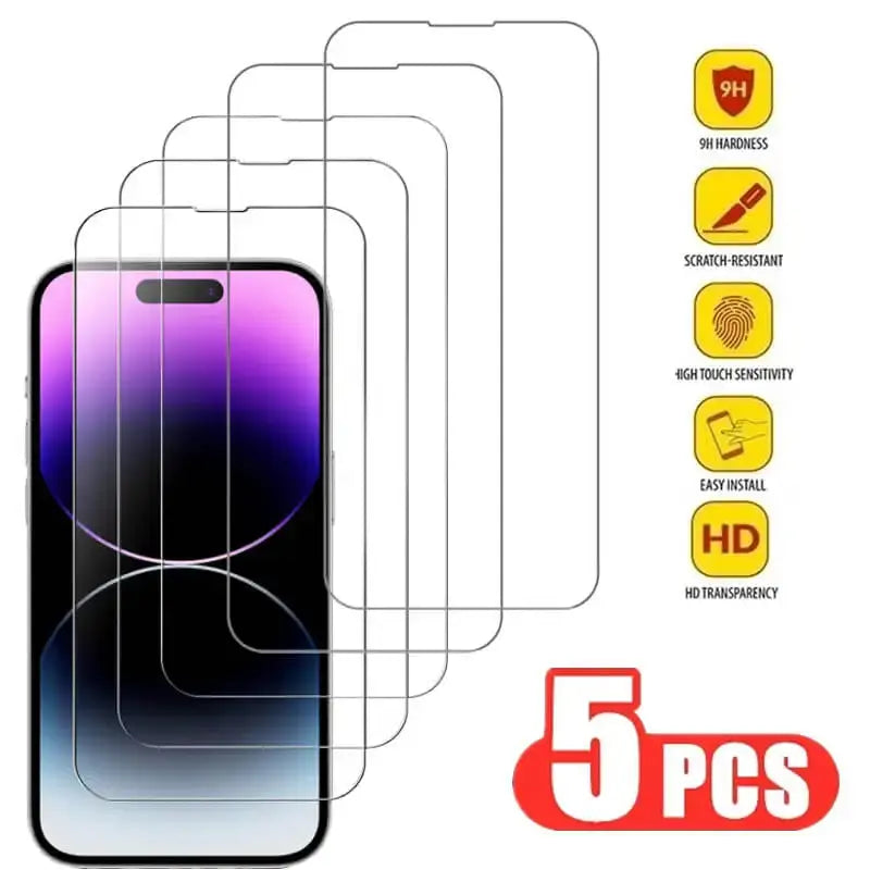 ShieldPro Tempered Glass Screen Protector for iPhone 16 – 9H Scratch-Resistant Film (5-Pack) — product view 2