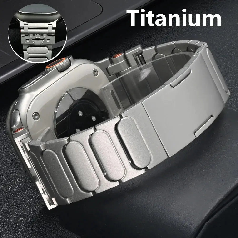 Titanium Metal Strap for Apple Watch 10 46mm Ultra 1 2 49mm Luxury Men Bracelet for Iwatch Series 9 8 7 6 5 4 Se 45mm 44mm Band Avontic