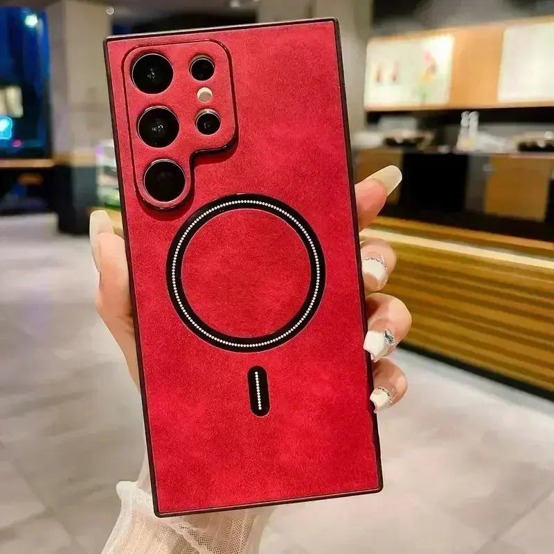 Elite Vintage Leather Magsafe Compatible Case for Samsung Galaxy S24 S23 S22 S21 FE Note 20 Ultra