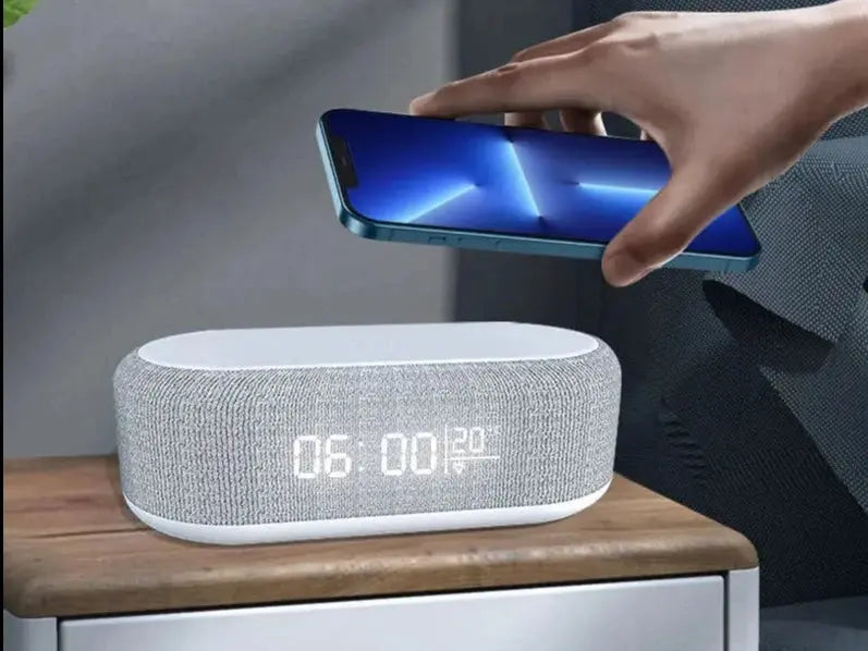 Wireless Charger Alarm Clock Time LED Light Thermometer Earphone Phone Charger 15W Fast Charging Dock Station for iPhone Samsung Avontic