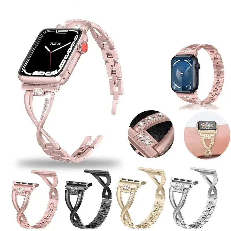 LuxeTwist Diamond Stainless Steel Band for Apple Watch Series 10 9 Ultra 1 2 – Women's Elegant Bracelet — product view 9