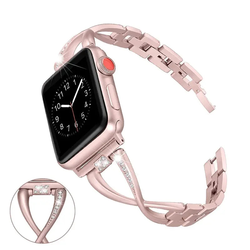 LuxeTwist Diamond Stainless Steel Band for Apple Watch Series 10 9 Ultra 1 2 – Women's Elegant Bracelet — product view 1