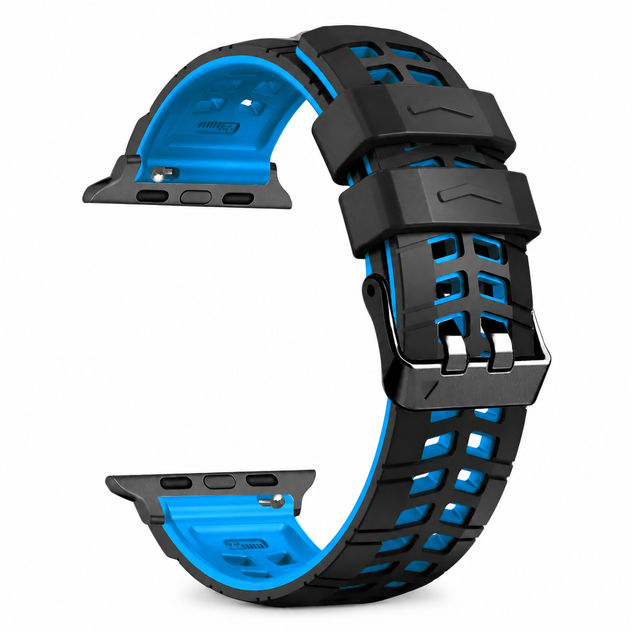 Avontic ActiveFlex Pro Black and Blue breathable silicone Apple Watch sport band