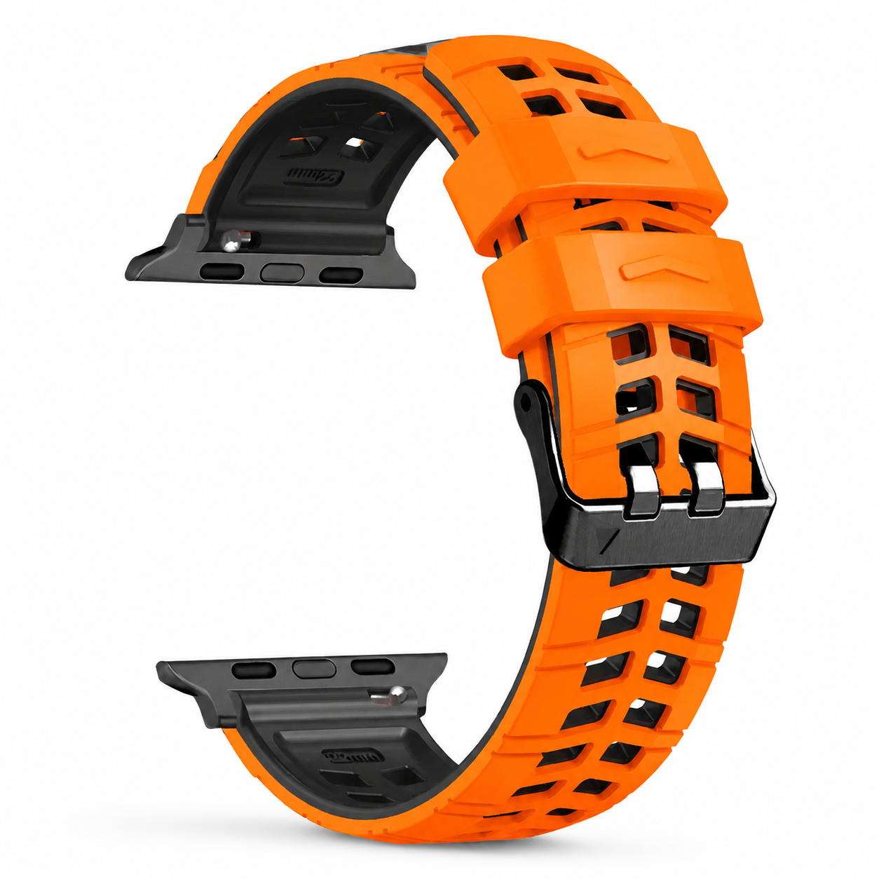 Avontic ActiveFlex Pro Orange and Black breathable silicone Apple Watch sport band