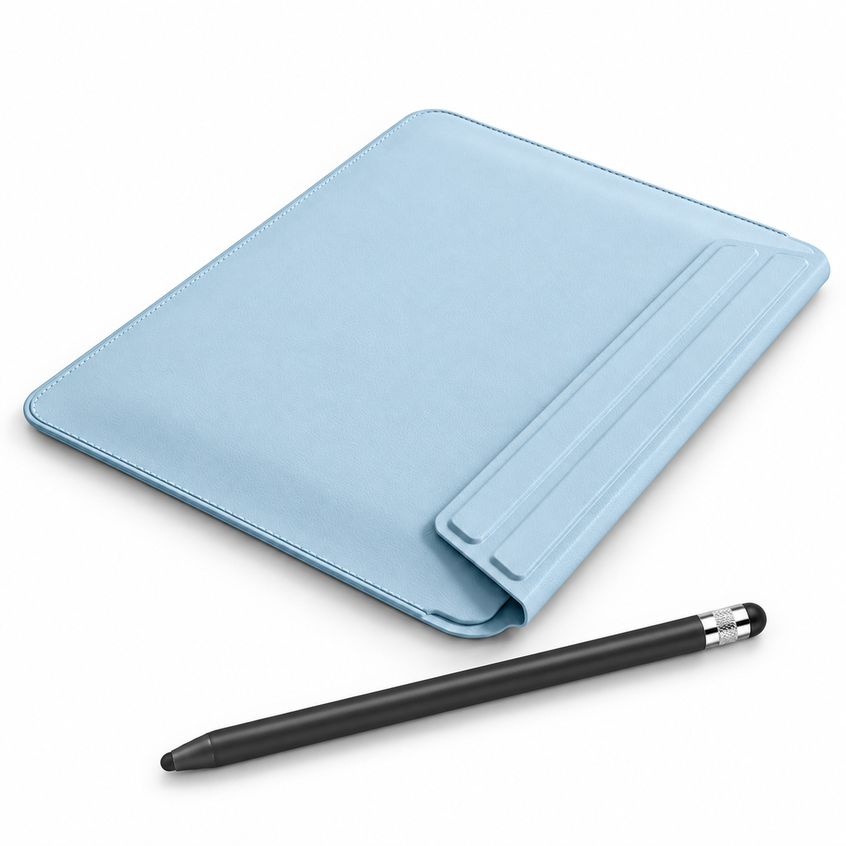 FormaLift Air Create — iPad Sleeve + Stylus Bundle, Light Blue; all included bundle items on white. Representative iPad fit; tablet not included.