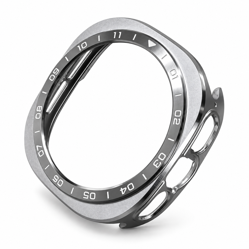Avontic Aegis Contour alloy case for Samsung Galaxy Watch Ultra 2 in silver white, white background