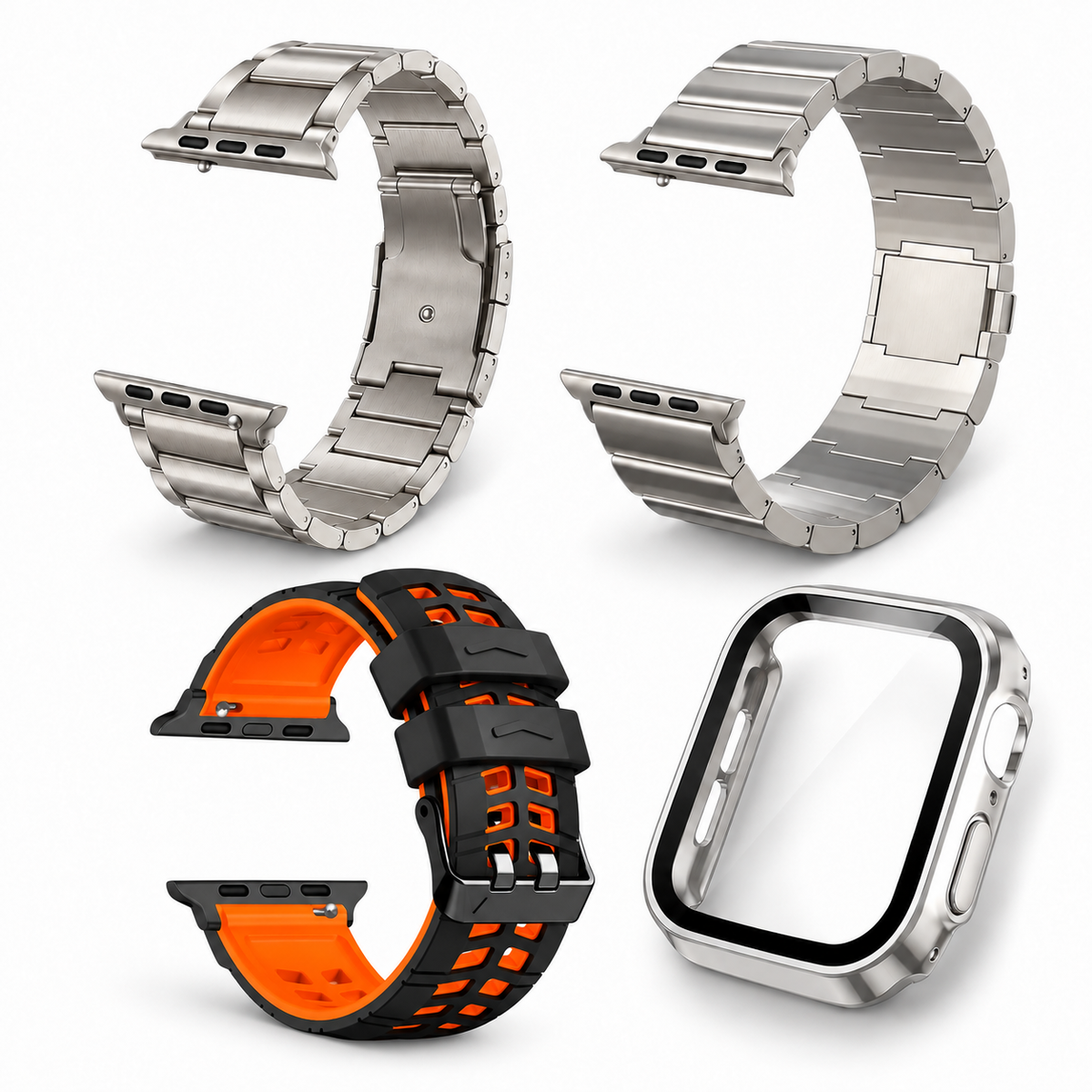 Avontic Imperium Grand Collector Titanium / Orange bundle with 2 titanium bands, ActiveFlex Pro silicone band and glass-front PC case; watch not included