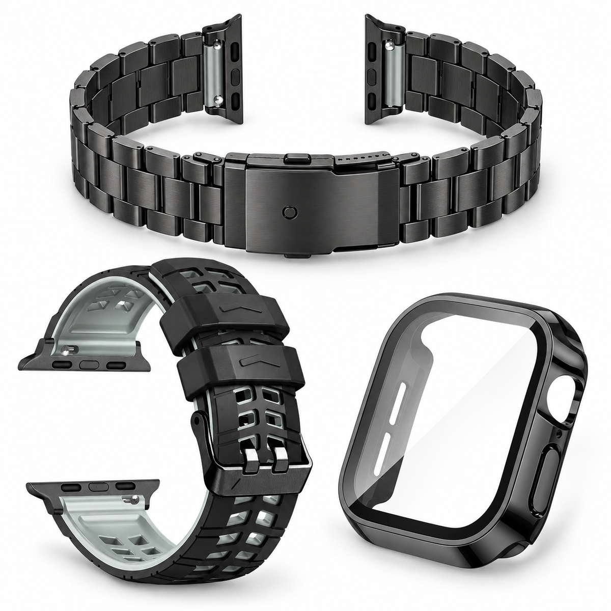 Avontic Vanta Regent Black / Graphite bundle with 1 titanium band, ActiveFlex Pro silicone band and glass-front PC case; watch not included