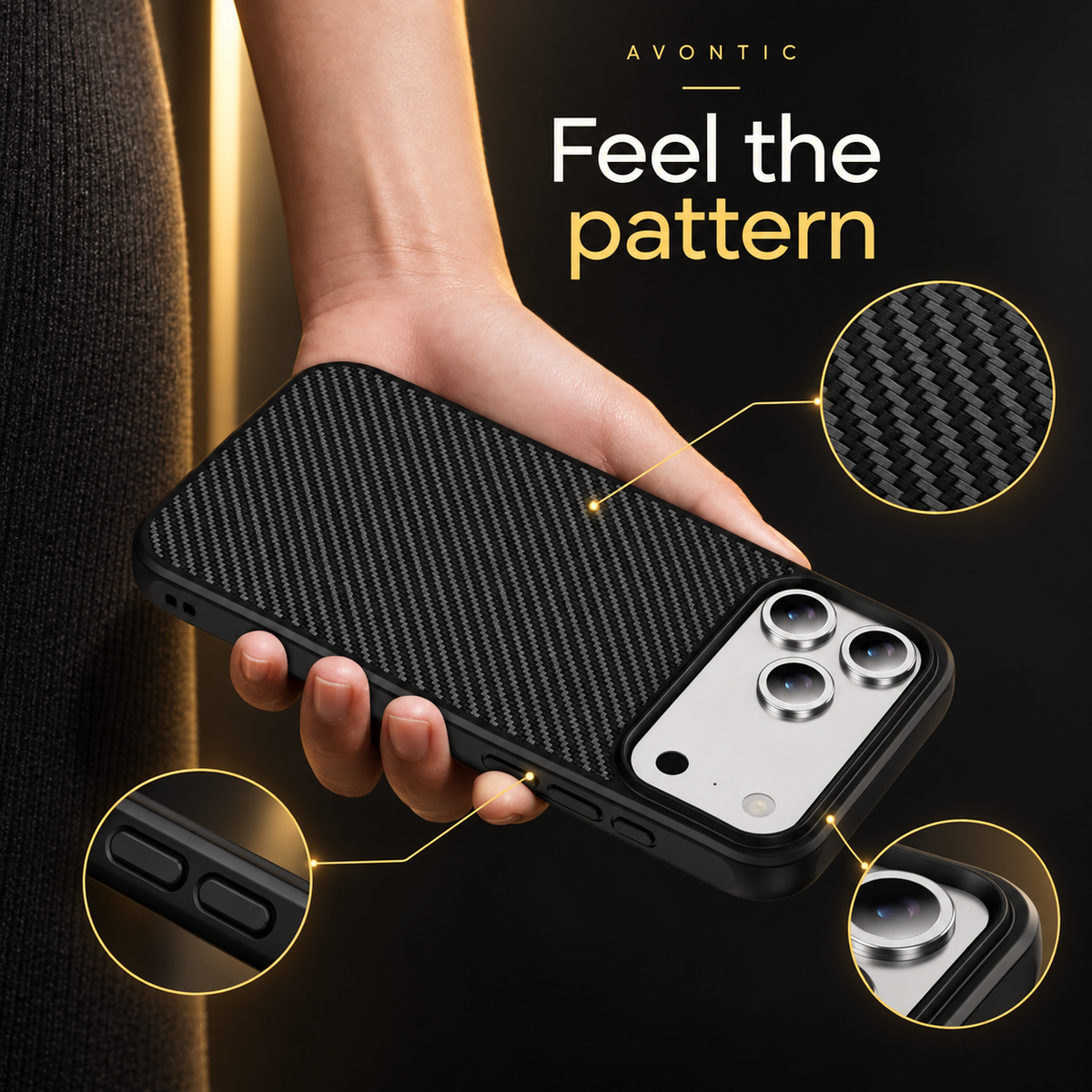 RhinoGuard CarbonLine Textured Case — Feel the pattern