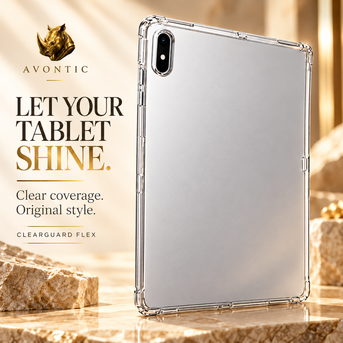 Avontic ClearGuard Flex — product benefits 1 — Avontic gold rhino branding