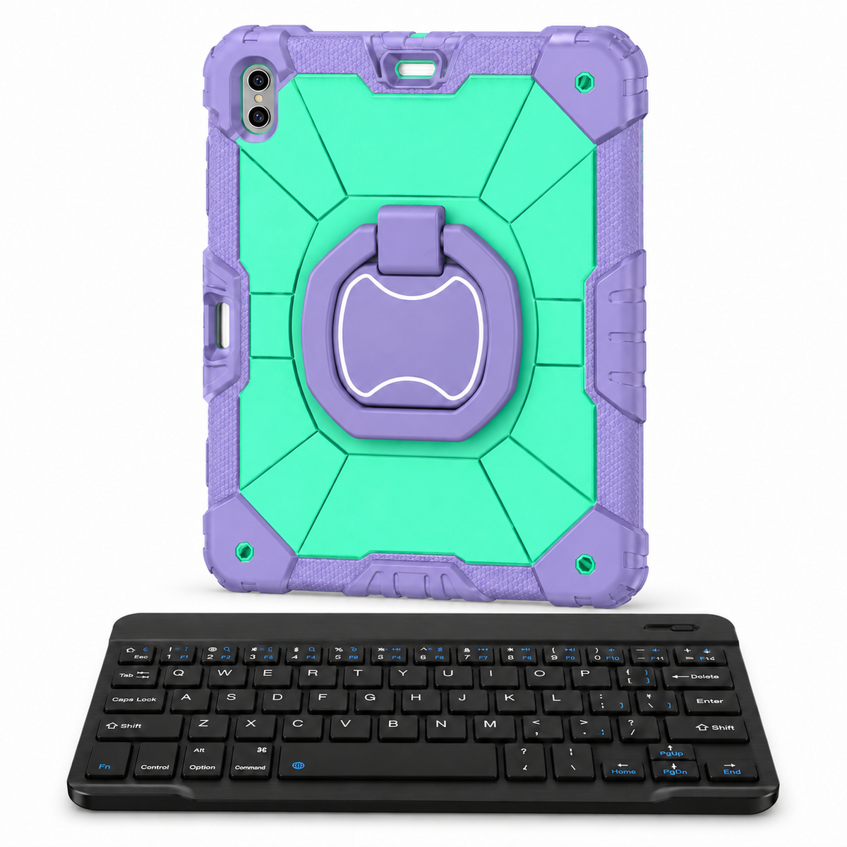 RhinoGuard Command 360 WorkForce — Mint / Lavender — protective case with separate black 10-inch wireless keyboard