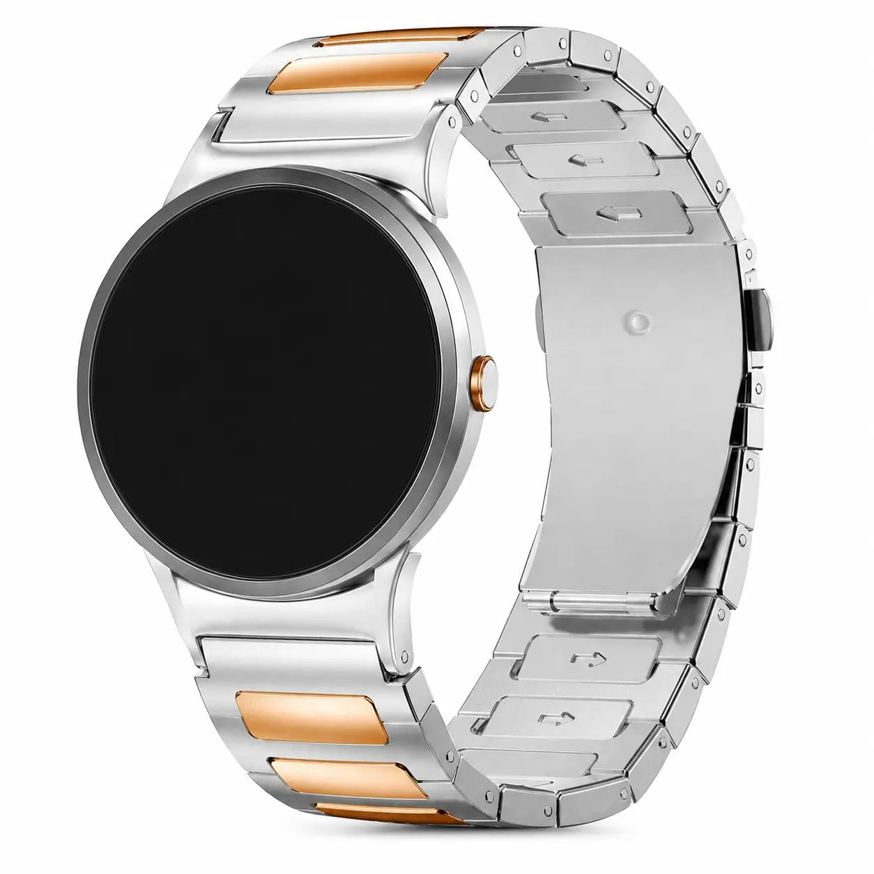 Avontic TitanLink Silver Rose Gold watch band product image on white background