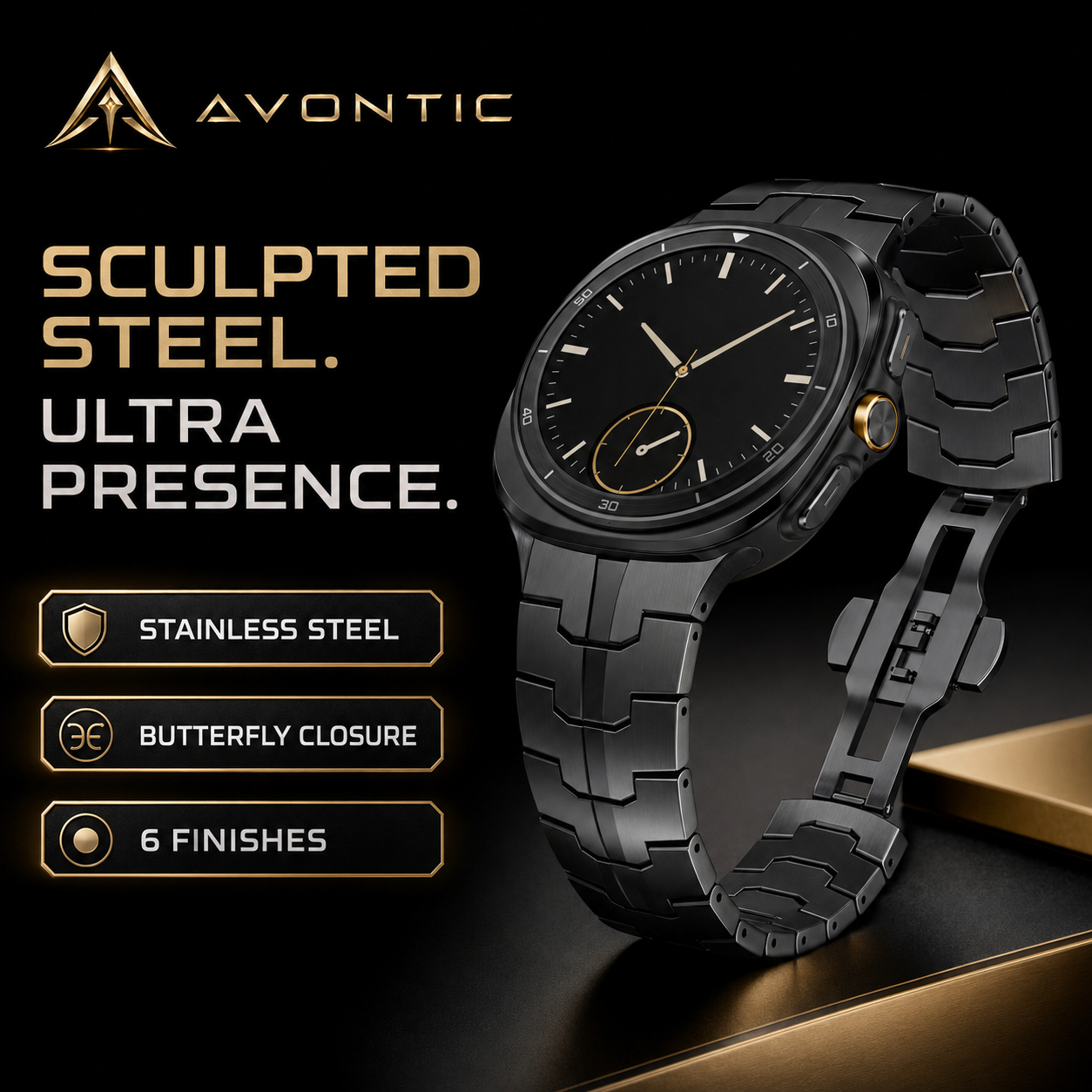 Avontic CrestLink stainless steel Galaxy Watch Ultra band benefits