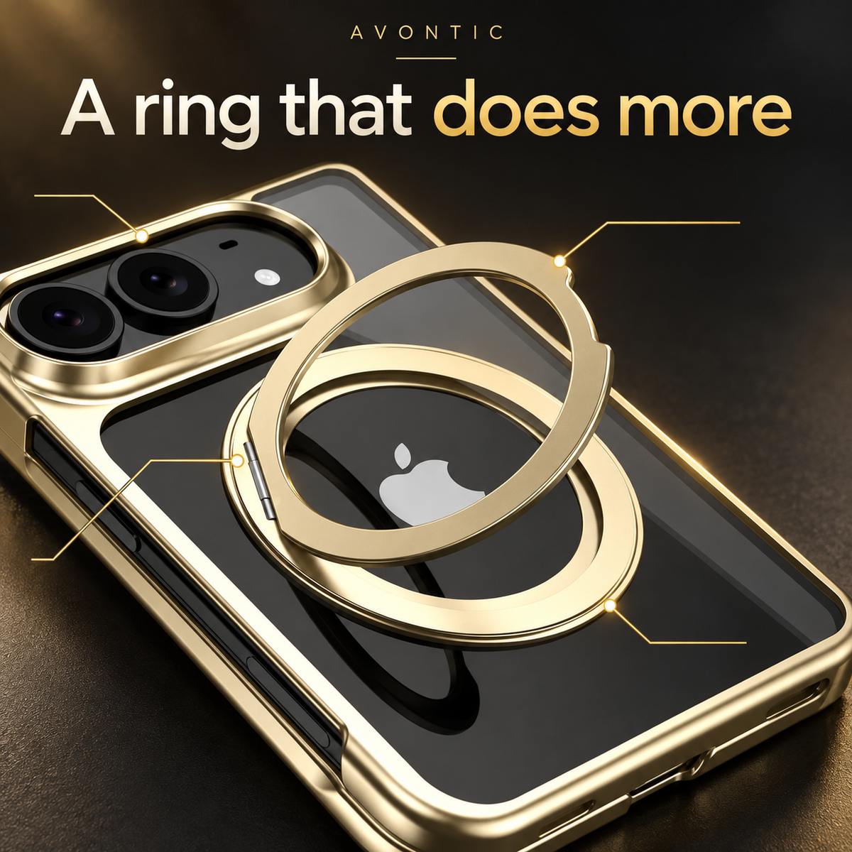 Avontic Duo Halo Clear Magnetic Stand Case — A ring that does more