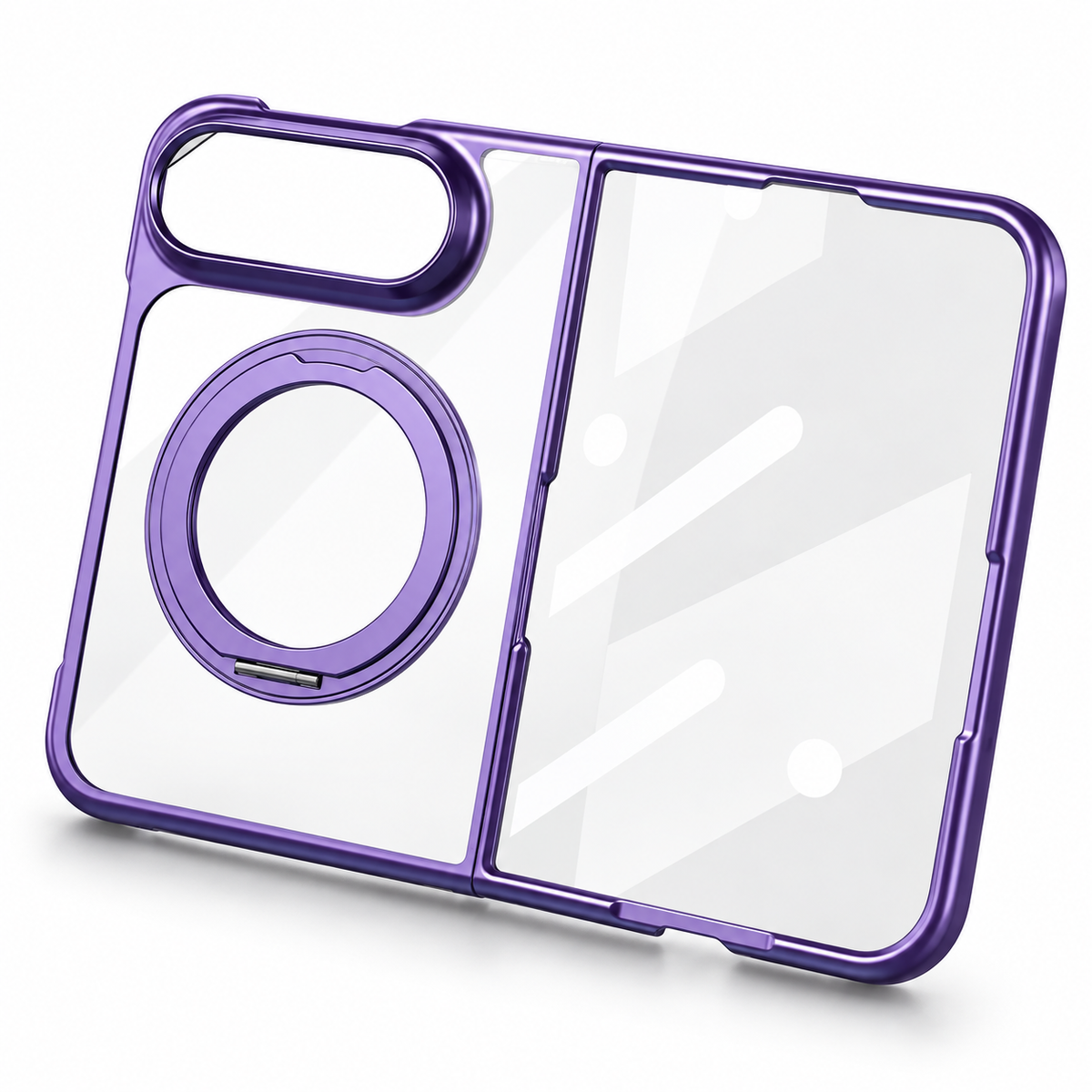 Avontic Duo Halo Clear Magnetic Stand Case in Purple on a white background