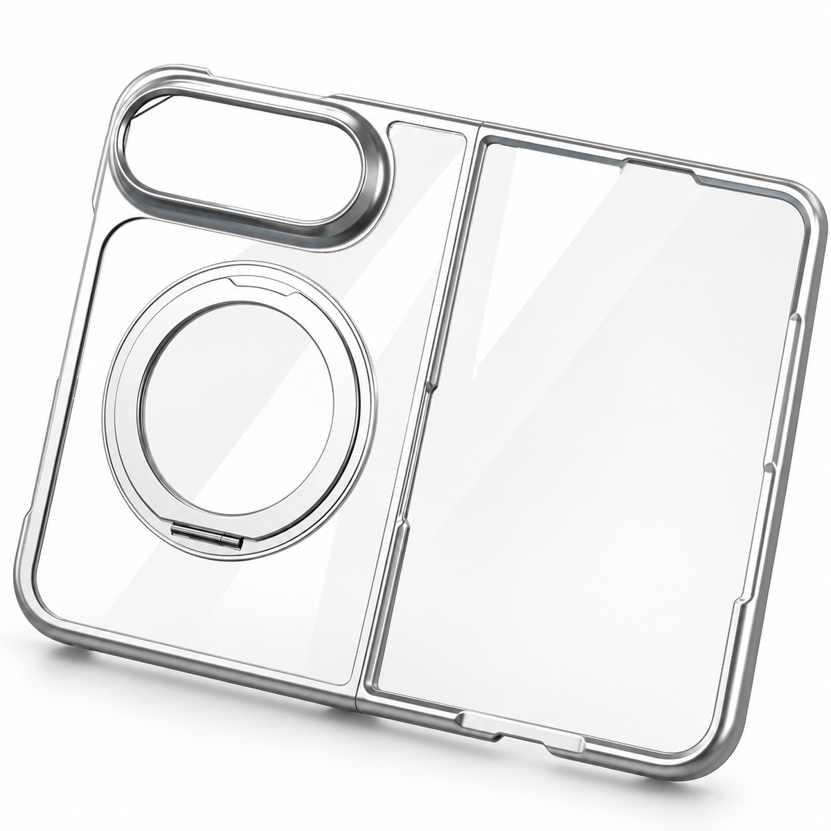 Avontic Duo Halo Clear Magnetic Stand Case in White on a white background