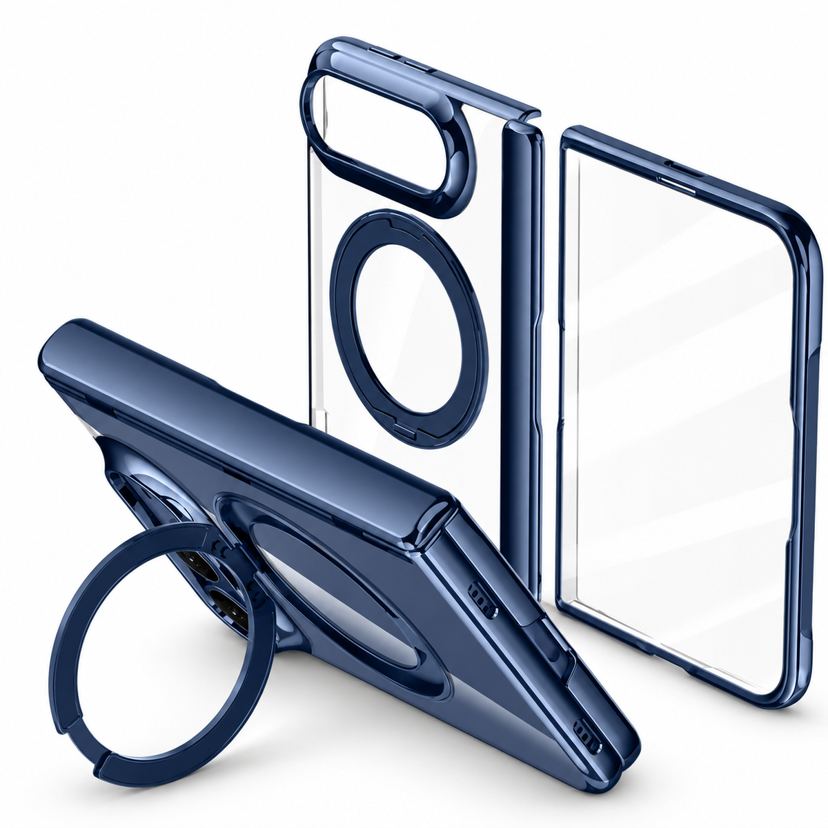 Avontic Duo Pivot Magnetic Hinge Stand Case in Blue on a white background