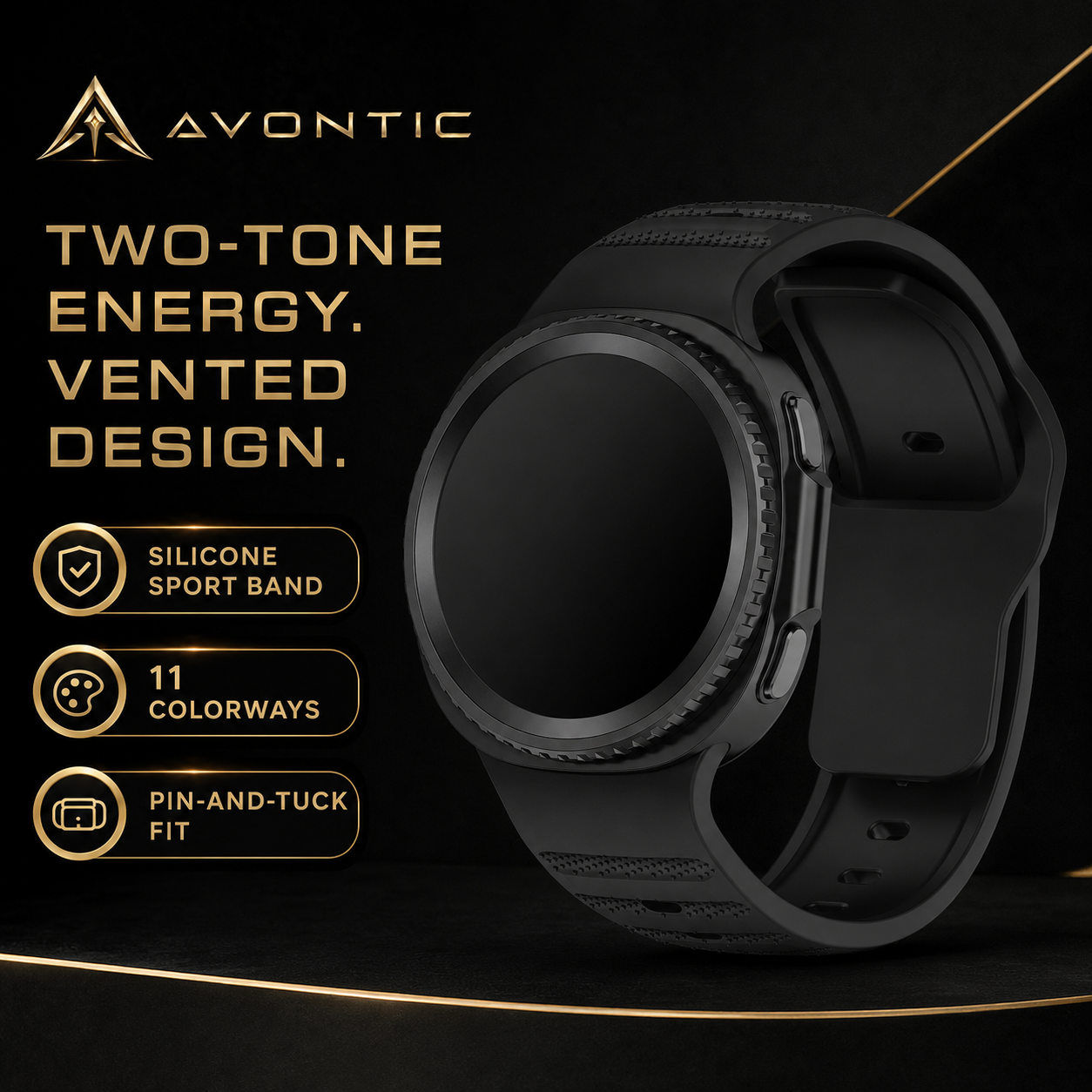 Avontic DuoVent vented two-tone silicone sport band benefits