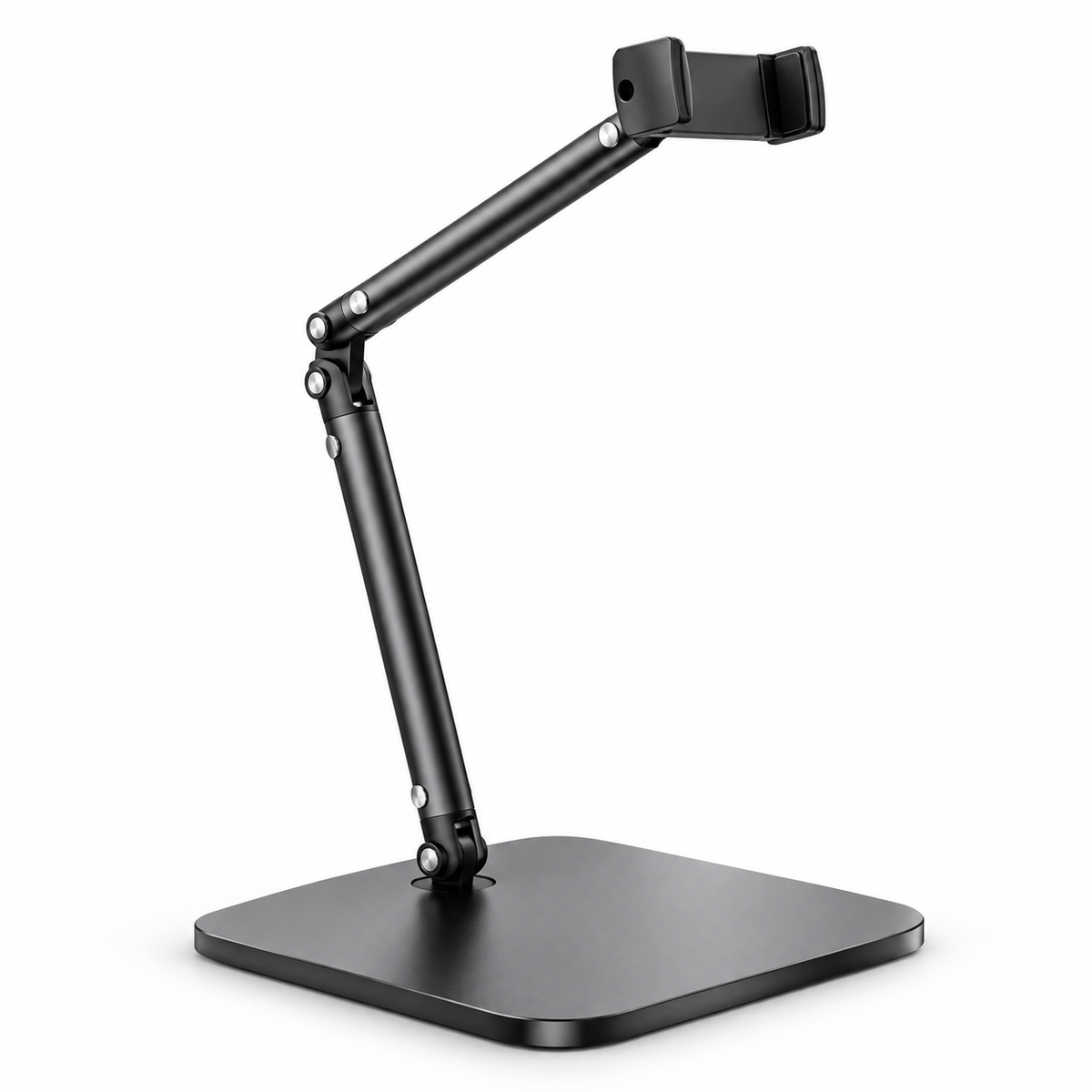 Avontic Elevate phone holder with compact phone clamp on white