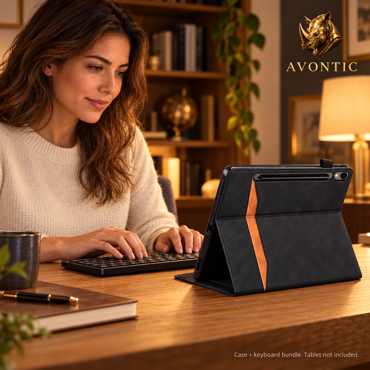 RhinoGuard Executive Folio WorkForce — tablet case in use 3 — Avontic gold rhino branding