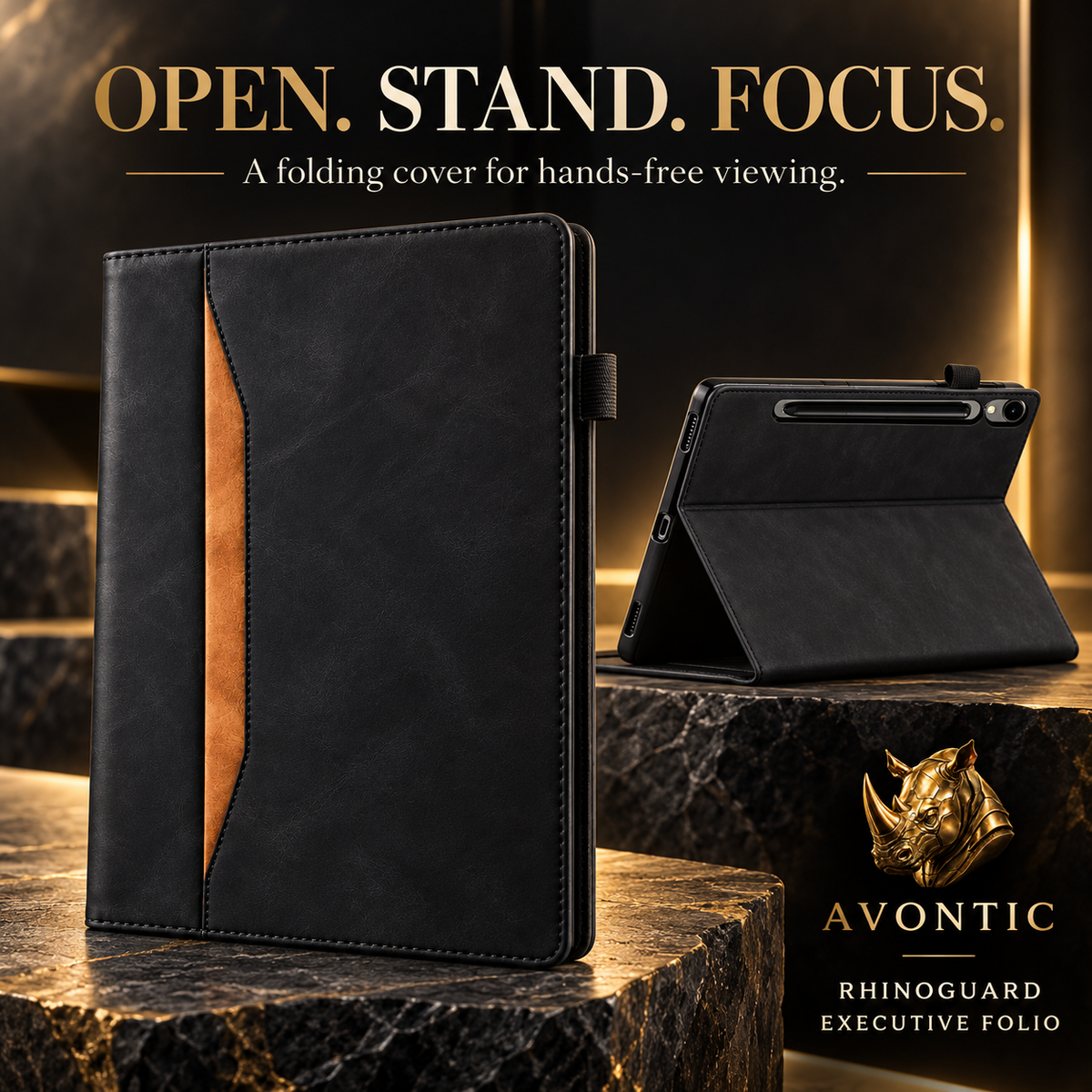 RhinoGuard Executive Folio — product benefits 2 — Avontic gold rhino branding