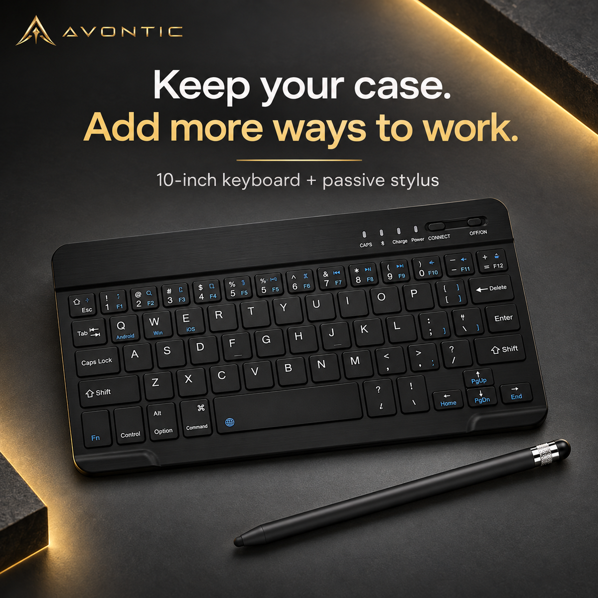 RhinoKeys 10-inch keyboard layout for a tablet setup