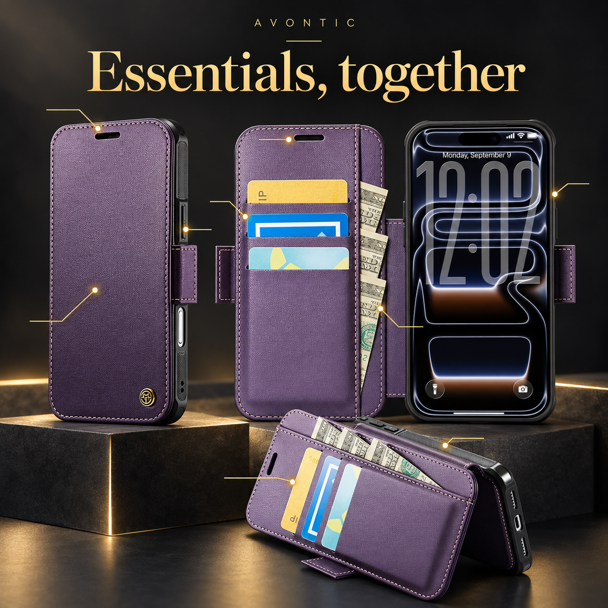 Avontic Magnetic Wallet Case — Essentials, together