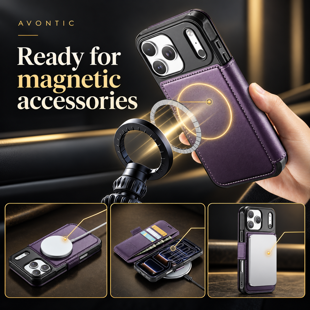 Avontic Magnetic Wallet Case — Ready for magnetic accessories