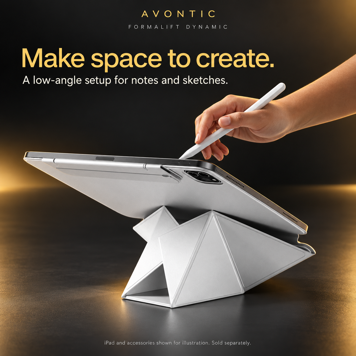 FormaLift Dynamic light gray case in low-angle sketching configuration