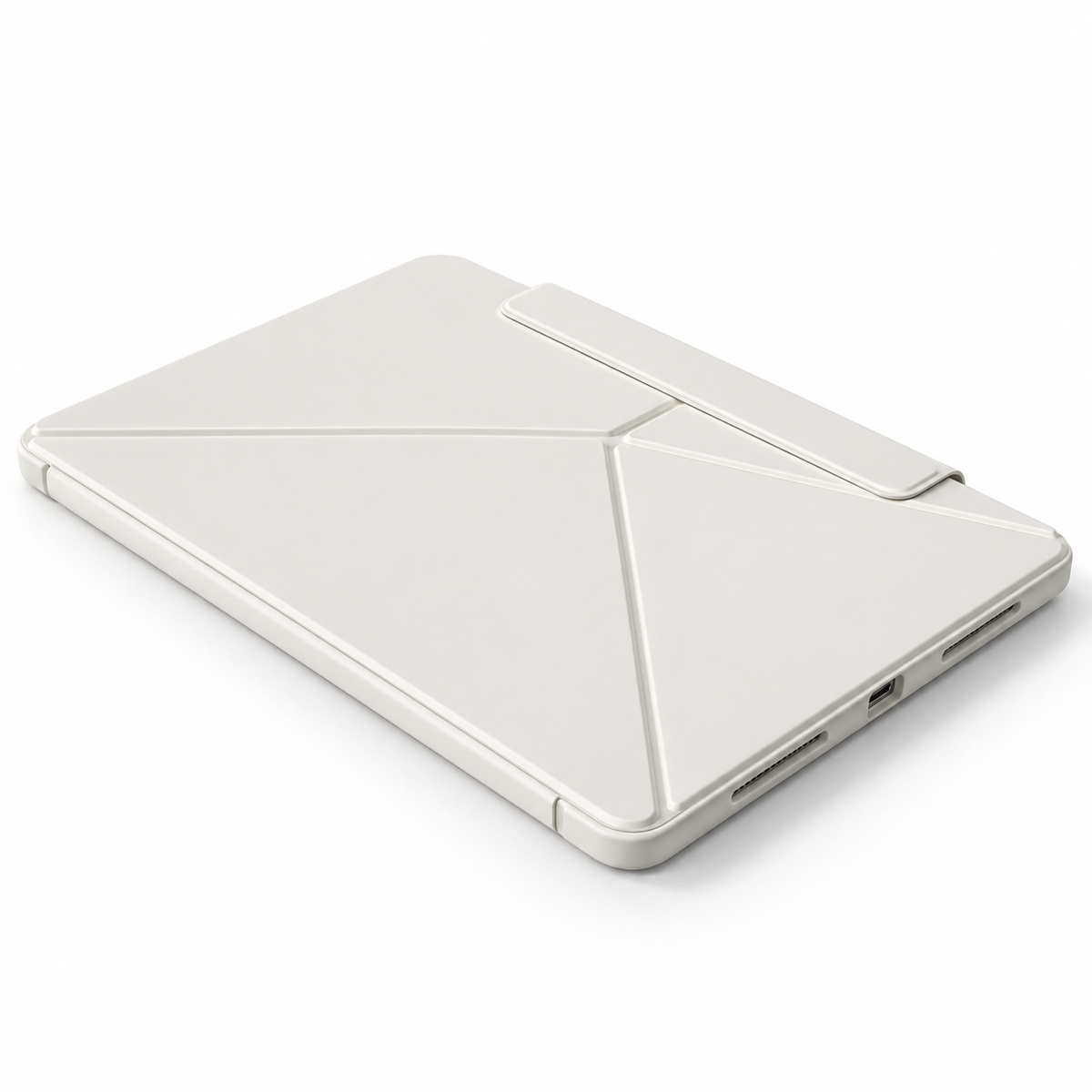 Avontic FormaLift Pivot iPad case, Cream White closed folio on white background