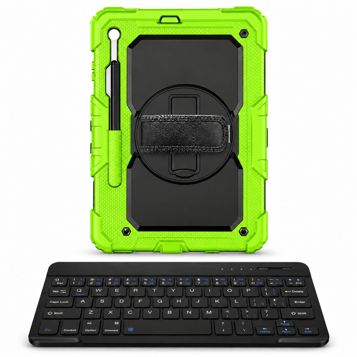 RhinoGuard Fortress 360 WorkForce — Lime / Black — protective case with separate black 10-inch wireless keyboard