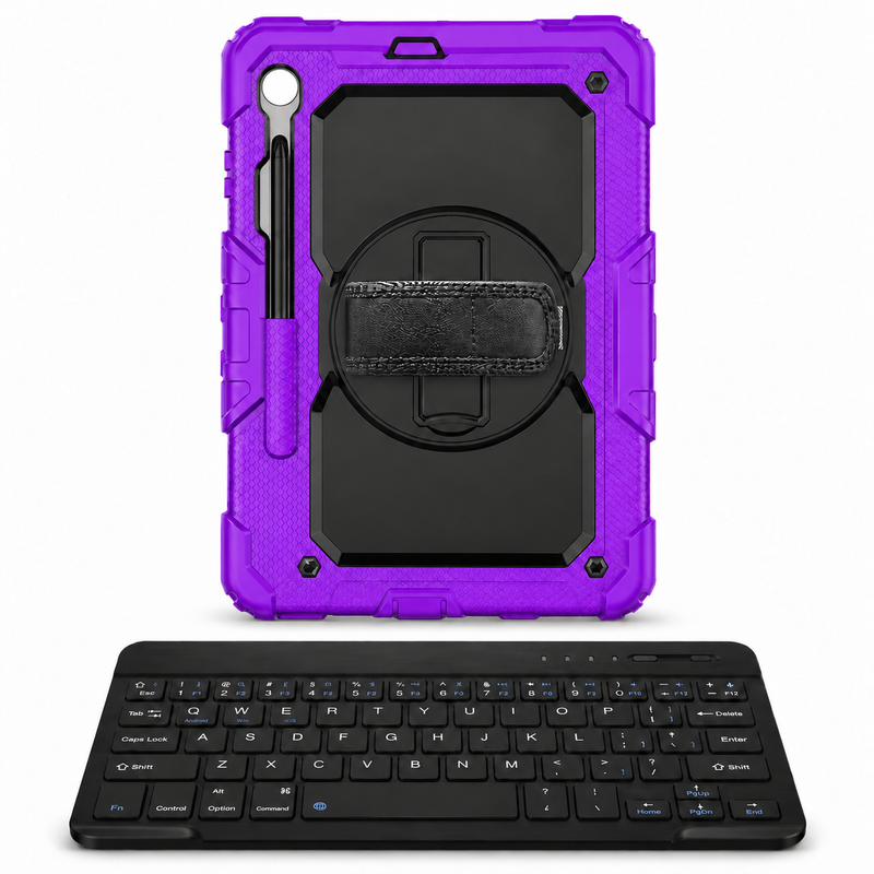 RhinoGuard Fortress 360 WorkForce — Purple / Black — protective case with separate black 10-inch wireless keyboard
