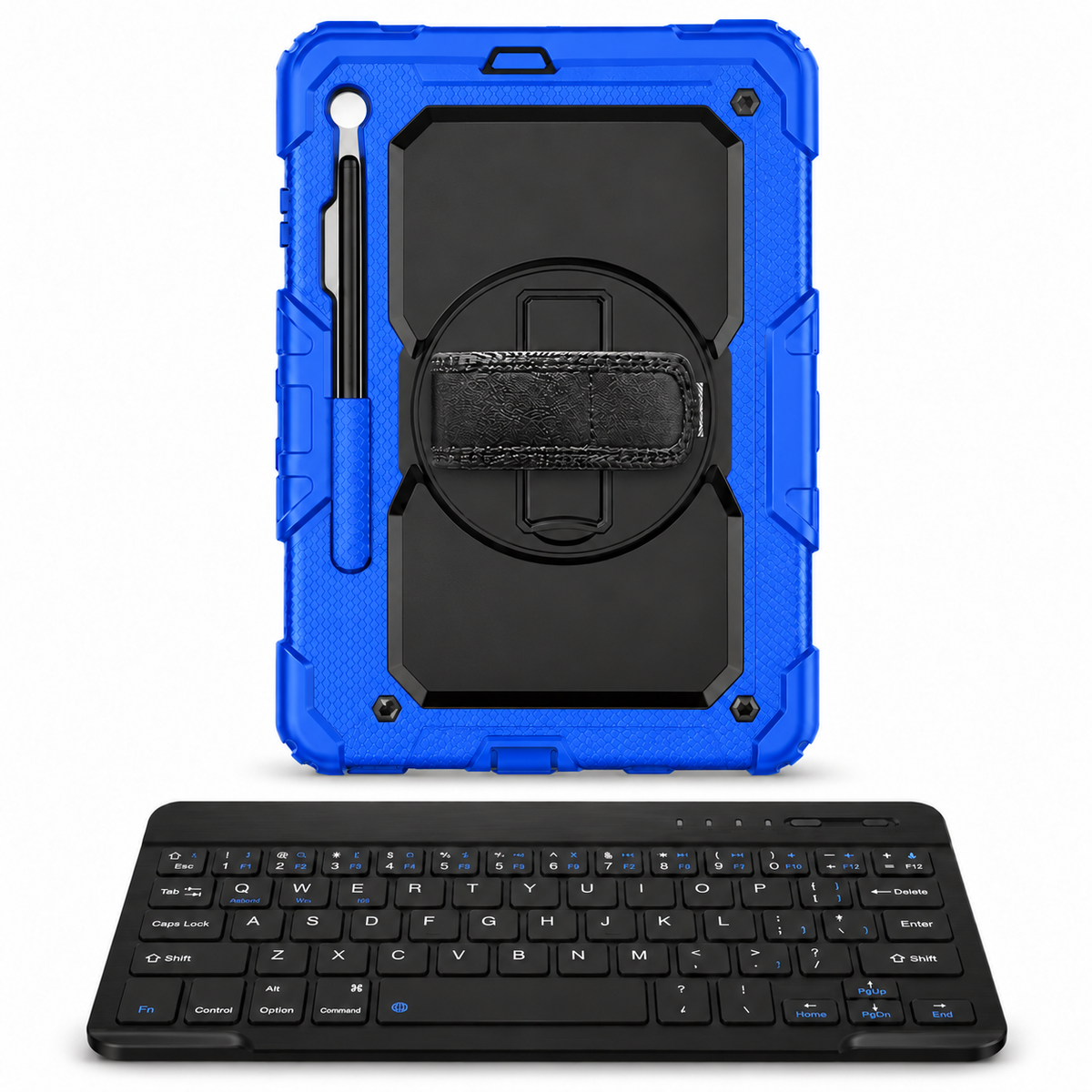 RhinoGuard Fortress 360 WorkForce — Royal Blue / Black — protective case with separate black 10-inch wireless keyboard