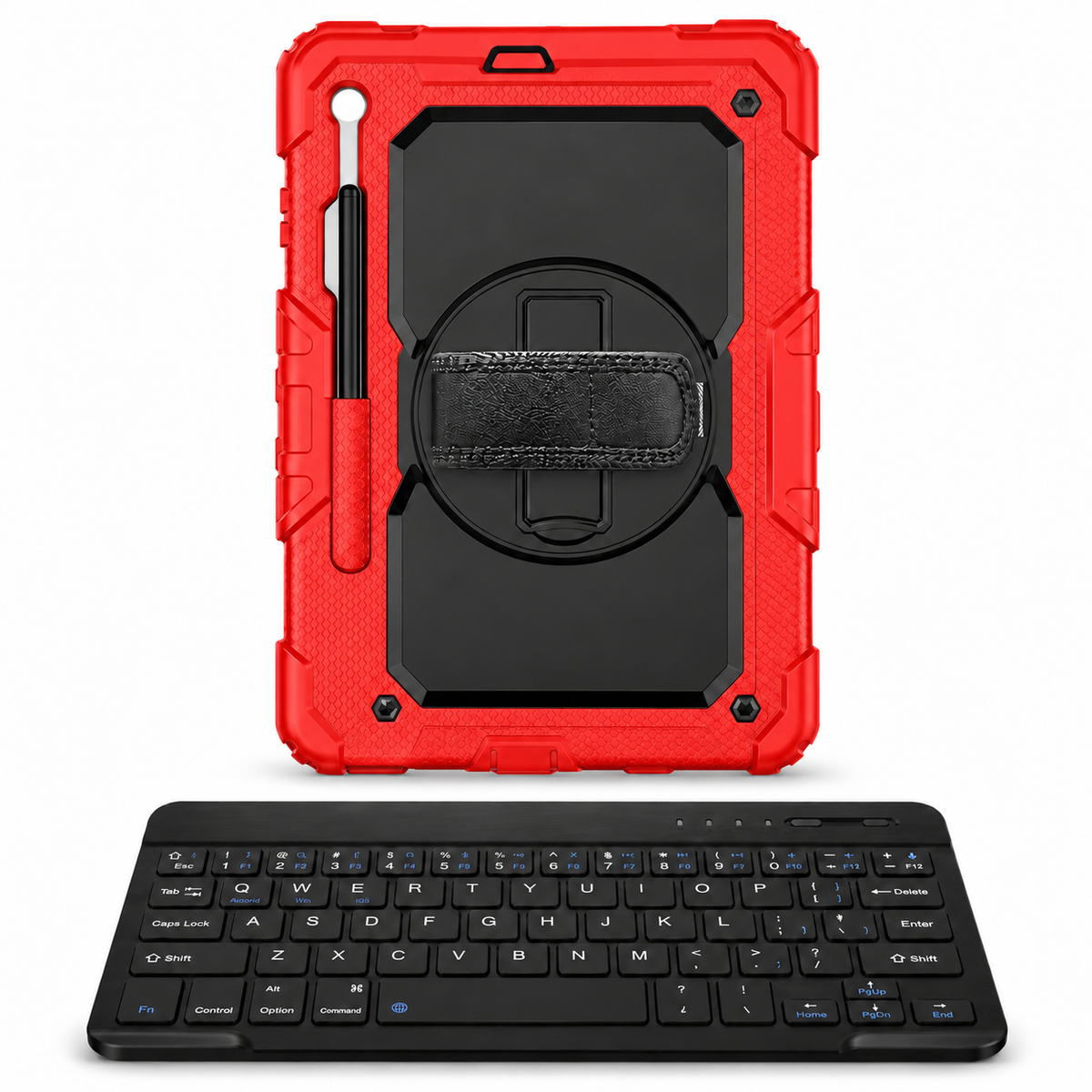 RhinoGuard Fortress 360 WorkForce — Safety Red / Black — protective case with separate black 10-inch wireless keyboard