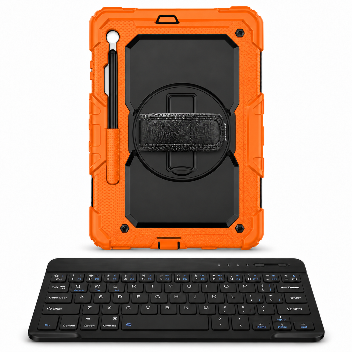 RhinoGuard Fortress 360 WorkForce — Safety Orange / Black — protective case with separate black 10-inch wireless keyboard