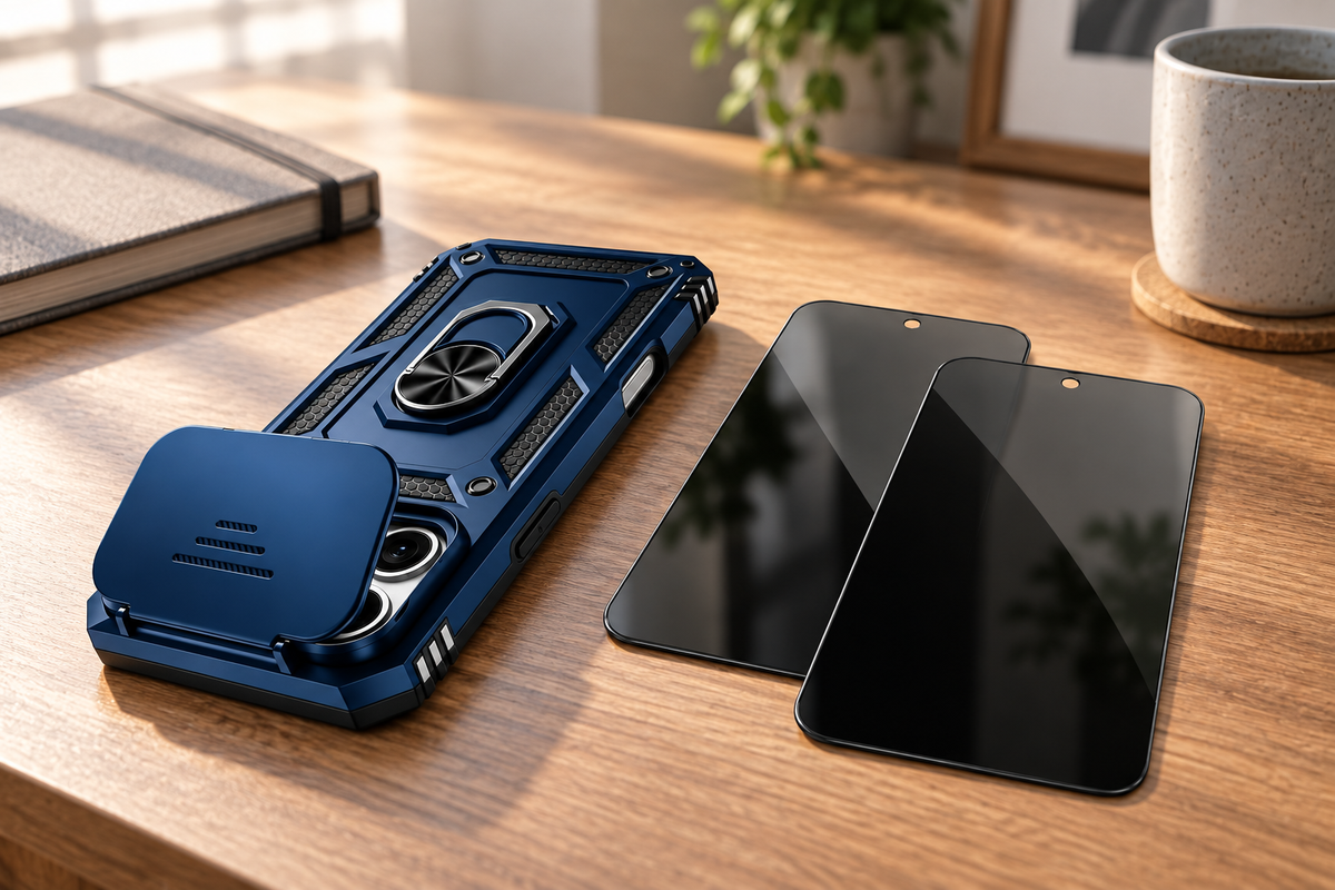 LensLock RingStand case and privacy glass bundle lifestyle