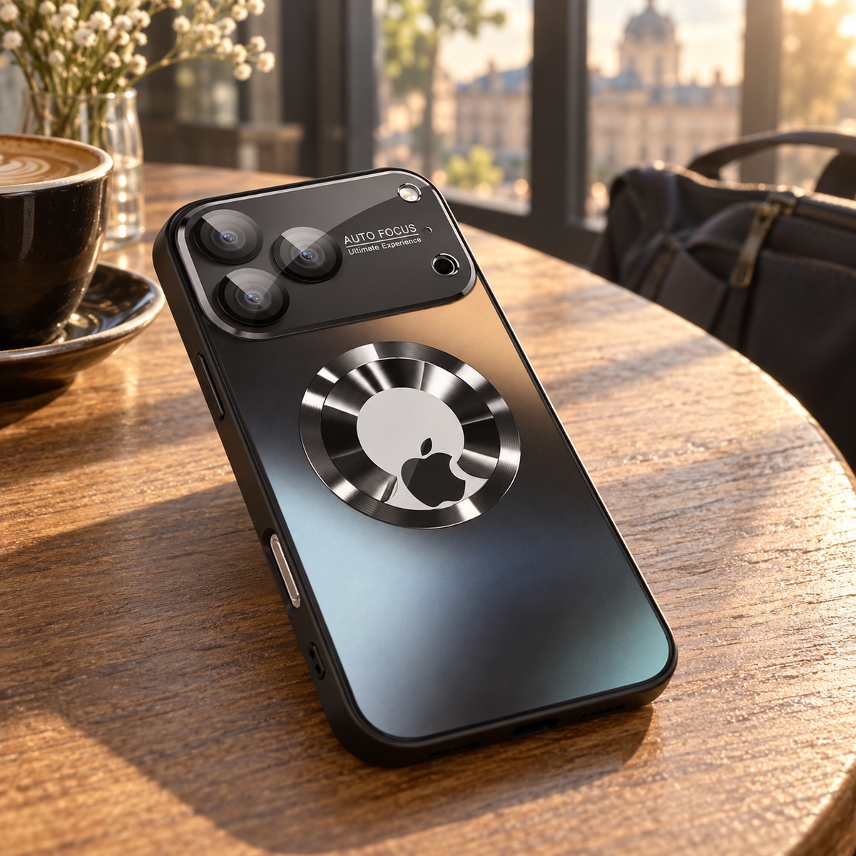 Avontic LustreMag Matte Magnetic Case — cafe lifestyle view
