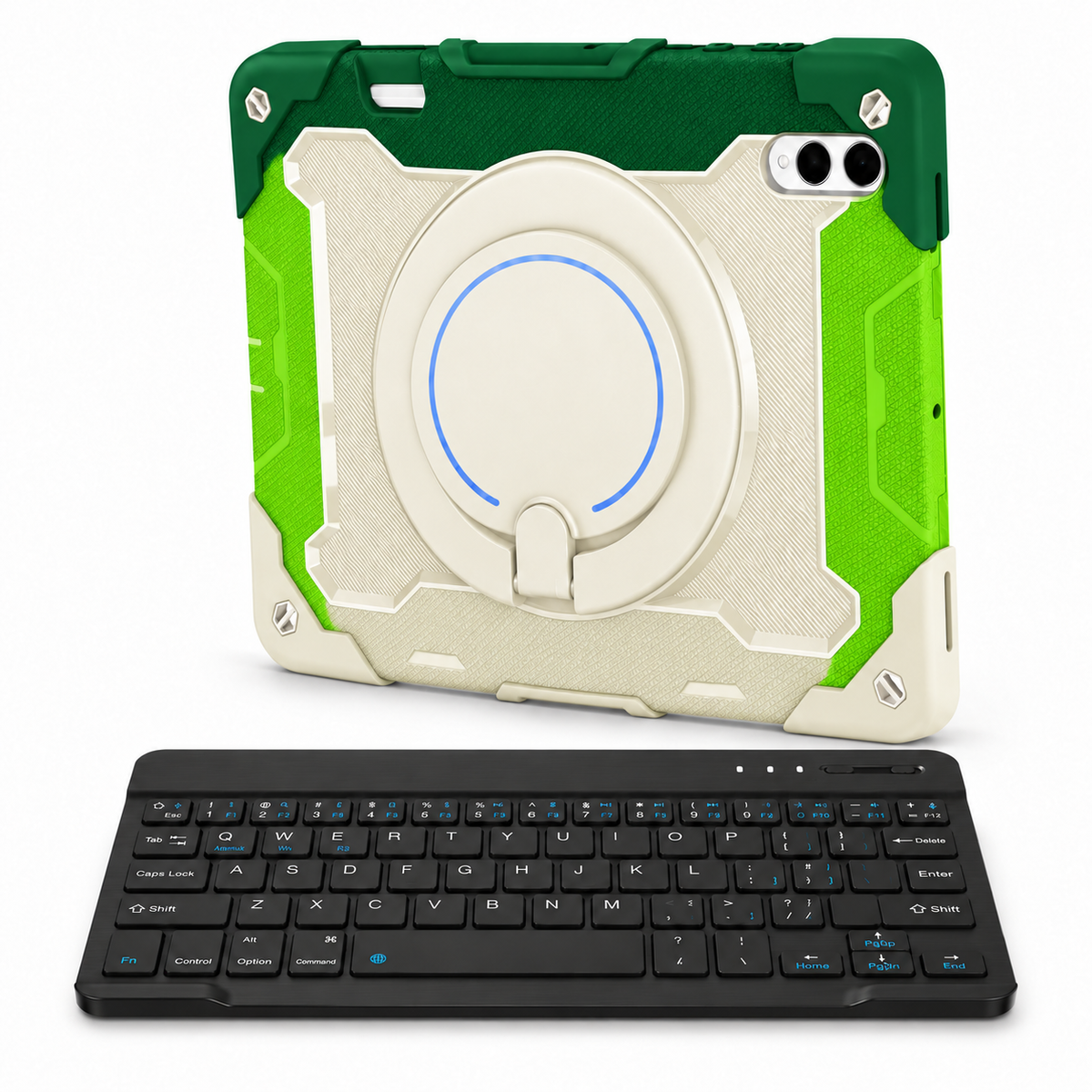 RhinoGuard Orbit 360 WorkForce — Meadow Colorblock — protective case with separate black 10-inch wireless keyboard