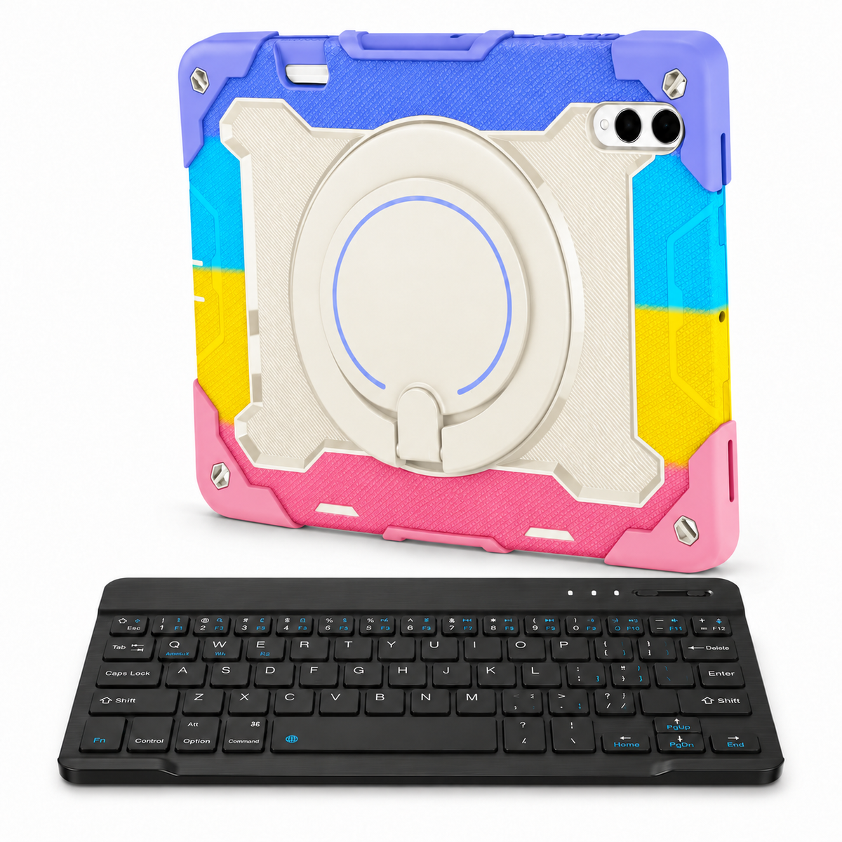 RhinoGuard Orbit 360 WorkForce — Pastel Colorblock — protective case with separate black 10-inch wireless keyboard