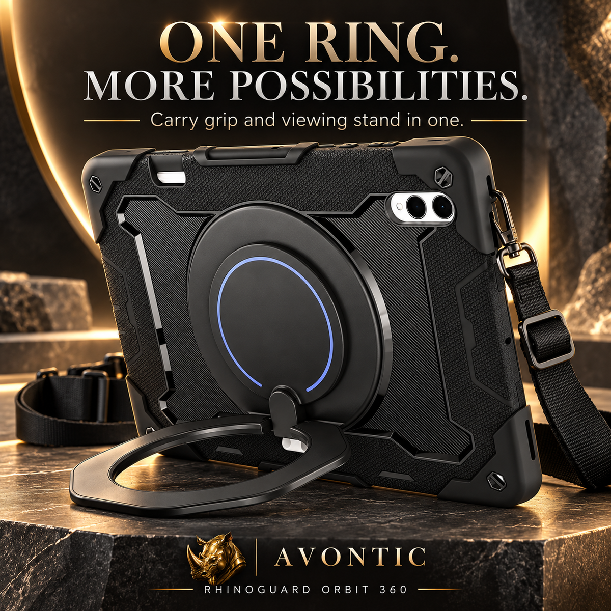 RhinoGuard Orbit 360 — product benefits 1 — Avontic gold rhino branding