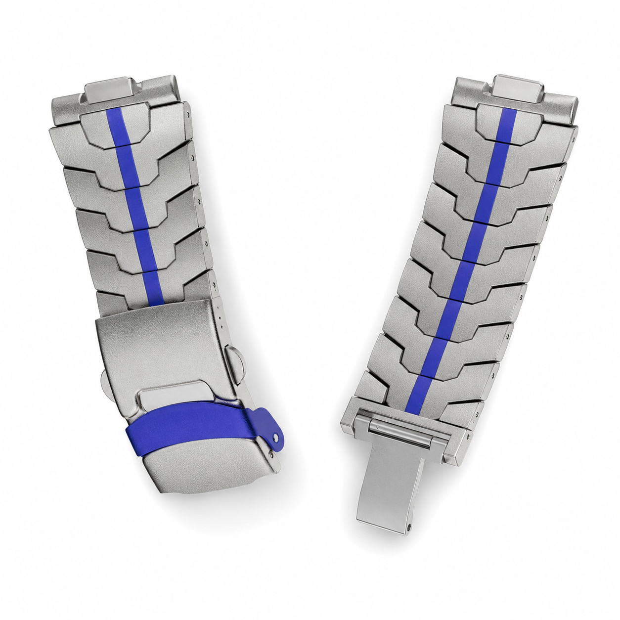 Avontic RidgeSteel Titanium Blue watch band product image on white background