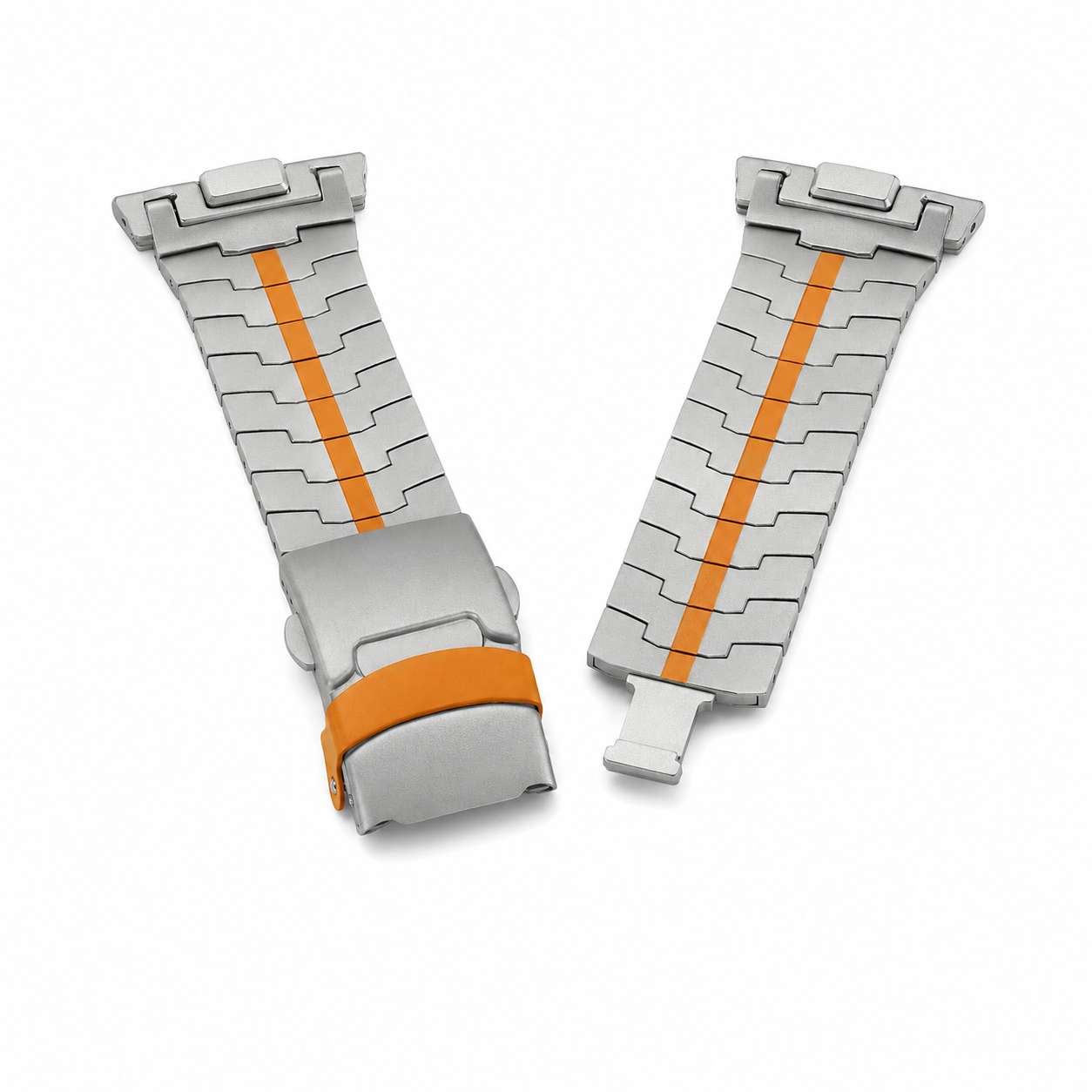 Avontic RidgeSteel Titanium Orange watch band product image on white background