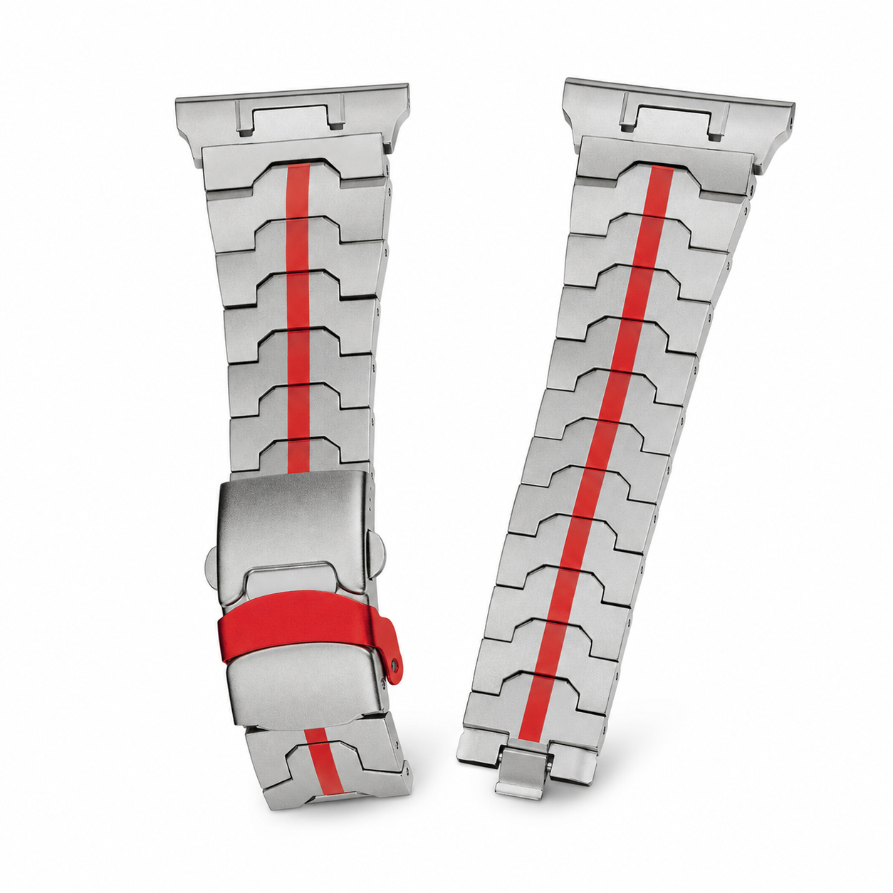 Avontic RidgeSteel Titanium Red watch band product image on white background