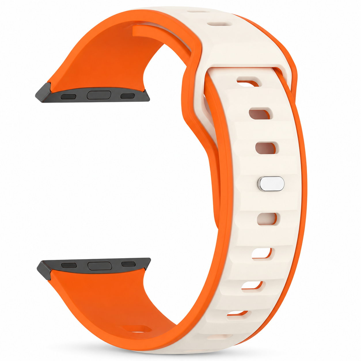 Avontic PulseFlex Orange / Starlight two-tone silicone band for Galaxy Watch9, Watch8 and Watch8 Classic on white background