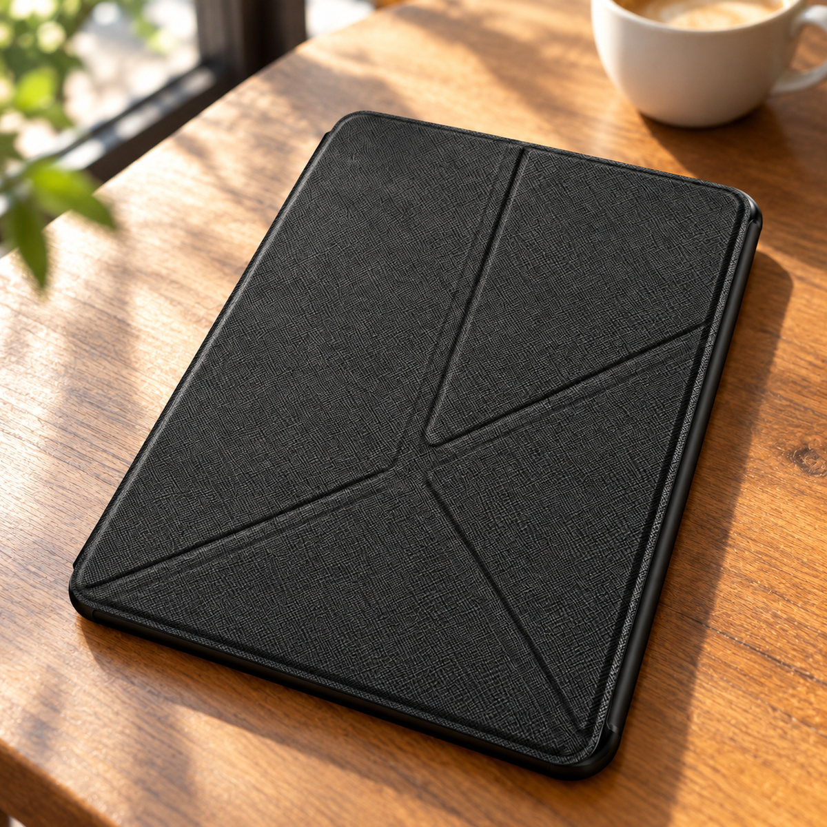 PageGuard Trifold in use — café table
